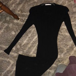 Open back black mid length dress